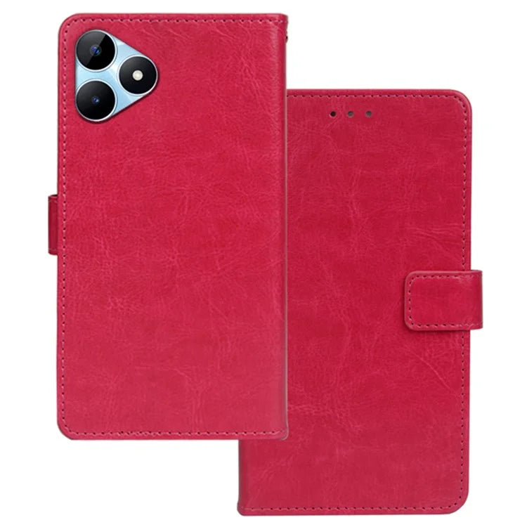 IDEWEI For Realme Note 50 4G Case Crazy Horse Texture Leather Case with Photo Card Slots