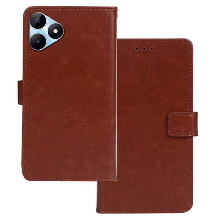 IDEWEI For Realme Note 50 4G Case Crazy Horse Texture Leather Case with Photo Card Slots
