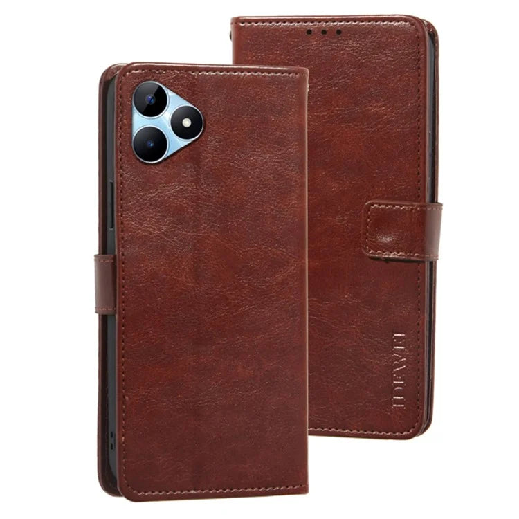 IDEWEI For Realme Note 50 4G Case Crazy Horse PU Leather Wallet Anti-scratch Phone Cover