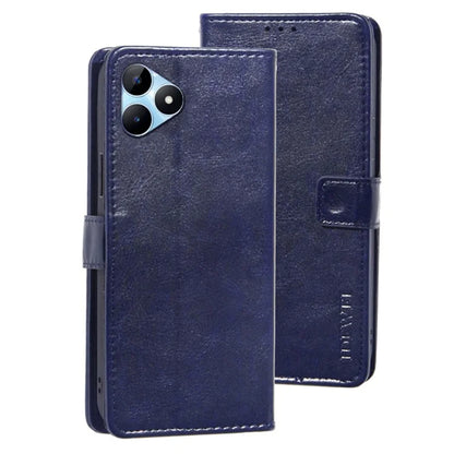 IDEWEI For Realme Note 50 4G Case Crazy Horse PU Leather Wallet Anti-scratch Phone Cover