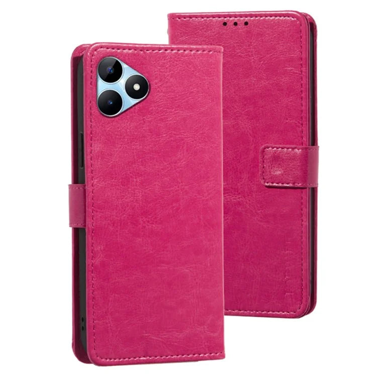 IDEWEI For Realme Note 50 4G Case Crazy Horse PU Leather Wallet Anti-scratch Phone Cover