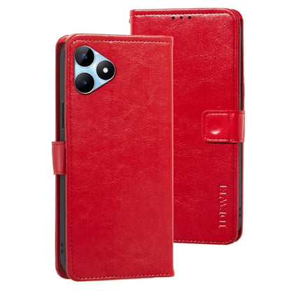 IDEWEI For Realme Note 50 4G Case Crazy Horse PU Leather Wallet Anti-scratch Phone Cover