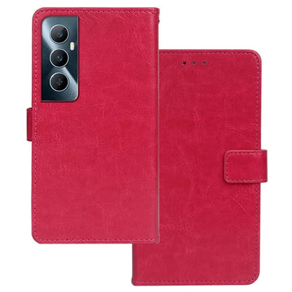 IDEWEI For Realme C65 4G Crazy Horse Texture Cover Leather Case with Photo Card Slots