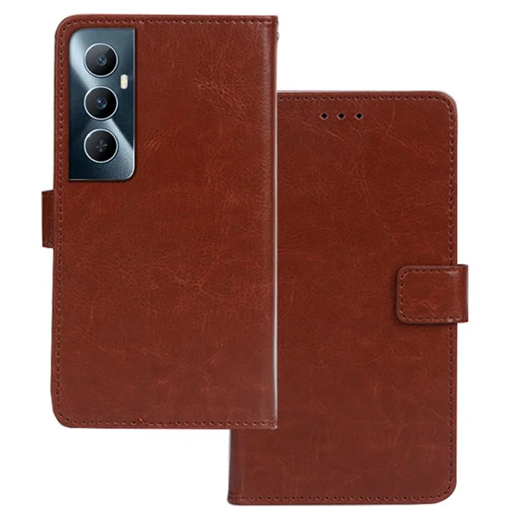 IDEWEI For Realme C65 4G Crazy Horse Texture Cover Leather Case with Photo Card Slots