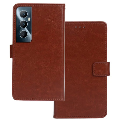 IDEWEI For Realme C65 4G Crazy Horse Texture Cover Leather Case with Photo Card Slots