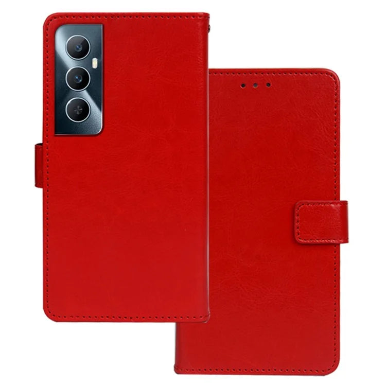 IDEWEI For Realme C65 4G Crazy Horse Texture Cover Leather Case with Photo Card Slots