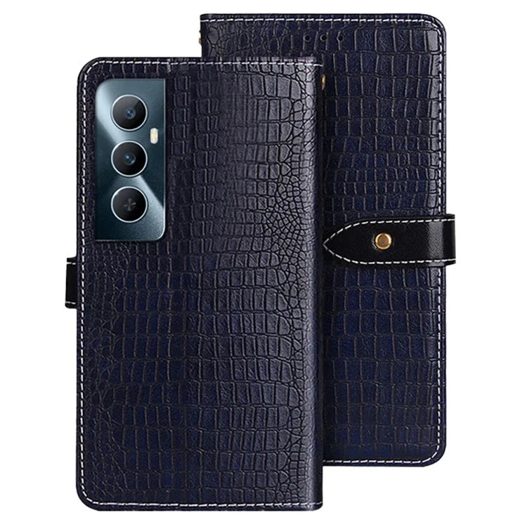 IDEWEI For Realme C65 4G Viewing Stand Case Crocodile Texture PU Leather Phone Cover