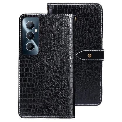 IDEWEI For Realme C65 4G Viewing Stand Case Crocodile Texture PU Leather Phone Cover