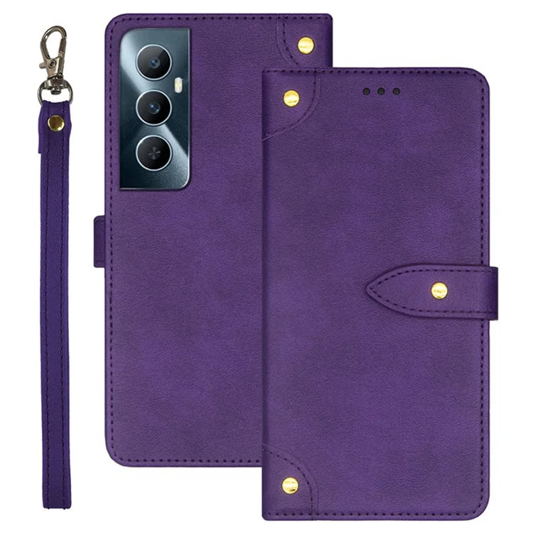 IDEWEI For Realme C65 4G Case PU Leather+TPU Scratch-proof Flip Stand Phone Cover
