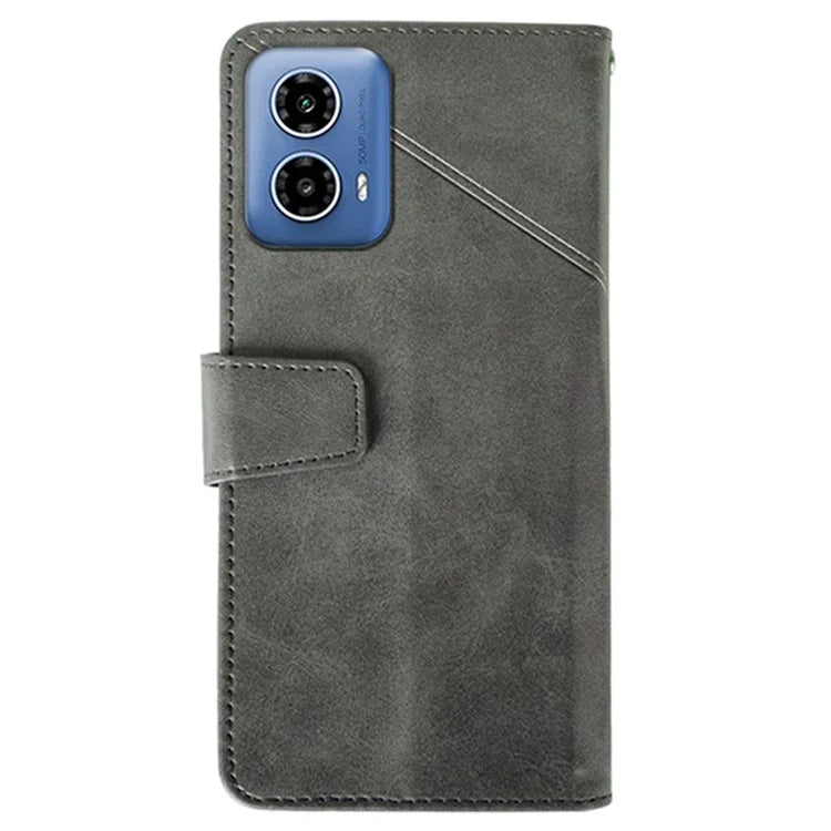 IDEWEI For Motorola Moto G34 5G Case PU Leather Calf Texture Phone Cover with Viewing Stand