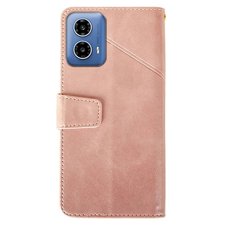 IDEWEI For Motorola Moto G34 5G Case PU Leather Calf Texture Phone Cover with Viewing Stand