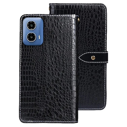 IDEWEI For Motorola Moto G34 5G Phone Case Crocodile Texture Flip Leather Wallet Cover