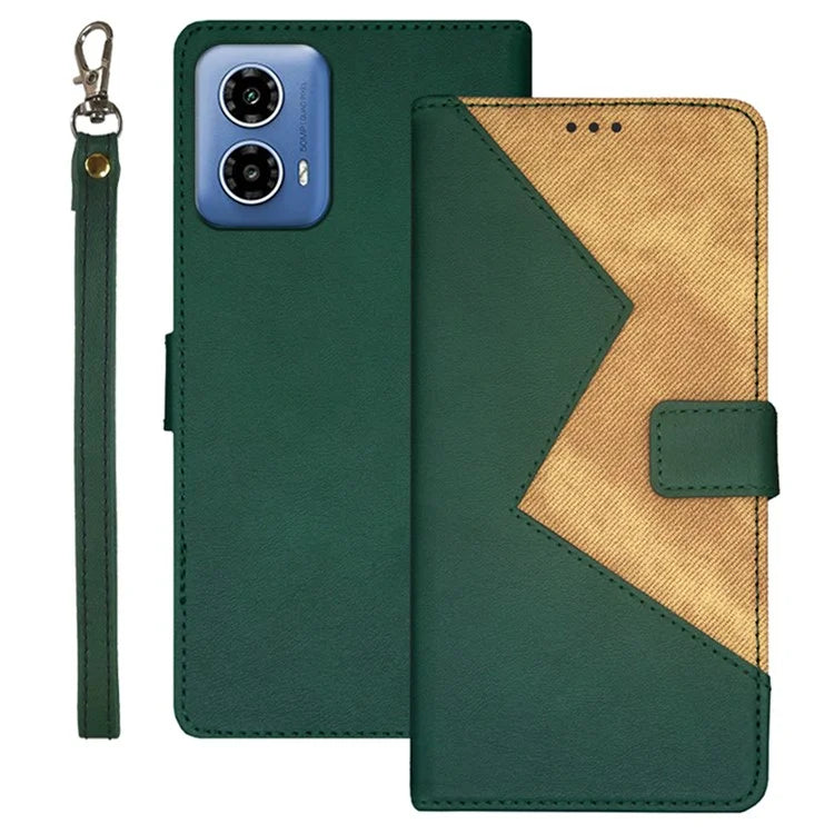 IDEWEI For Motorola Moto G34 5G Case 3 Card Slots Leather Phone Cover with Wrist Strap