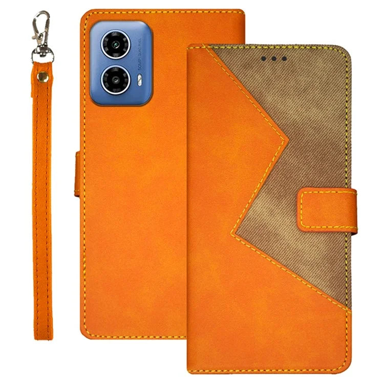 IDEWEI For Motorola Moto G34 5G Case 3 Card Slots Leather Phone Cover with Wrist Strap
