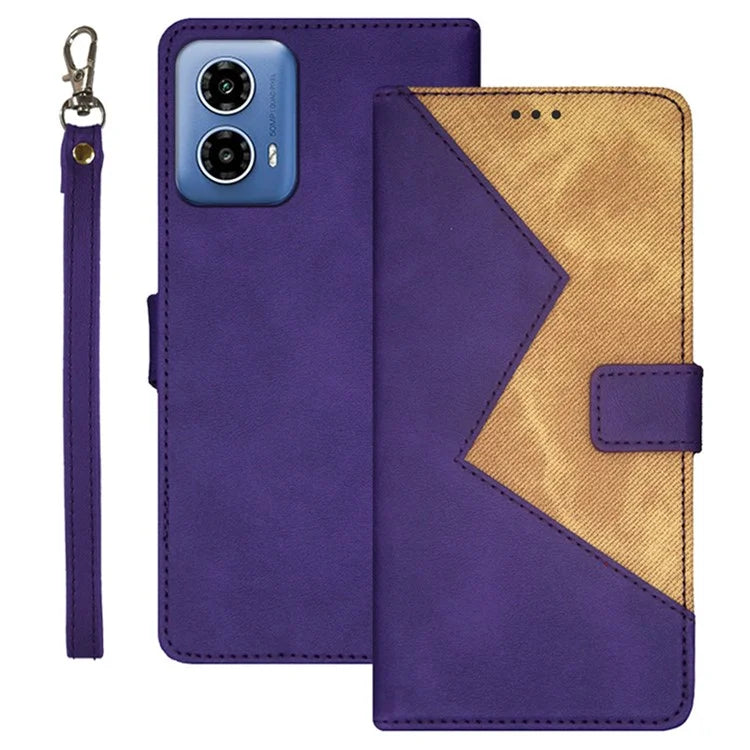 IDEWEI For Motorola Moto G34 5G Case 3 Card Slots Leather Phone Cover with Wrist Strap