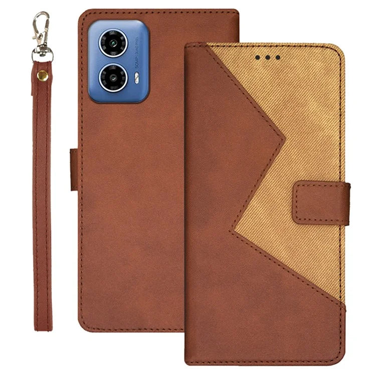 IDEWEI For Motorola Moto G34 5G Case 3 Card Slots Leather Phone Cover with Wrist Strap