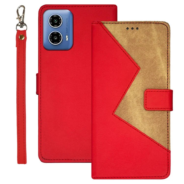 IDEWEI For Motorola Moto G34 5G Case 3 Card Slots Leather Phone Cover with Wrist Strap
