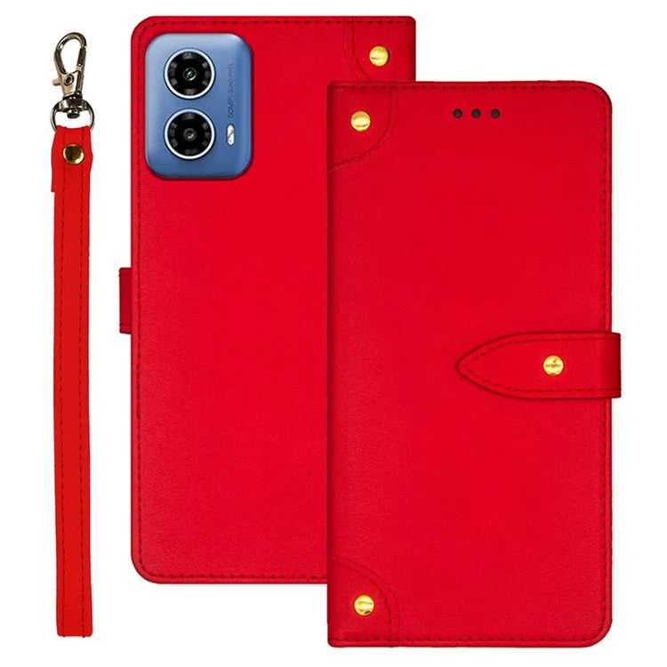IDEWEI For Motorola Moto G34 5G Case Card Holder Leather Stand Phone Cover