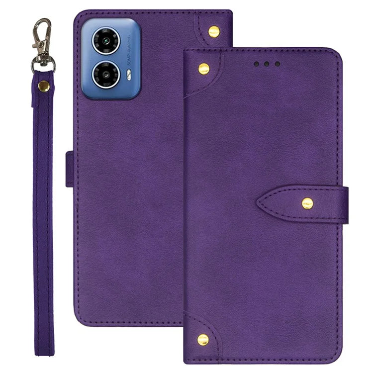 IDEWEI For Motorola Moto G34 5G Case Card Holder Leather Stand Phone Cover