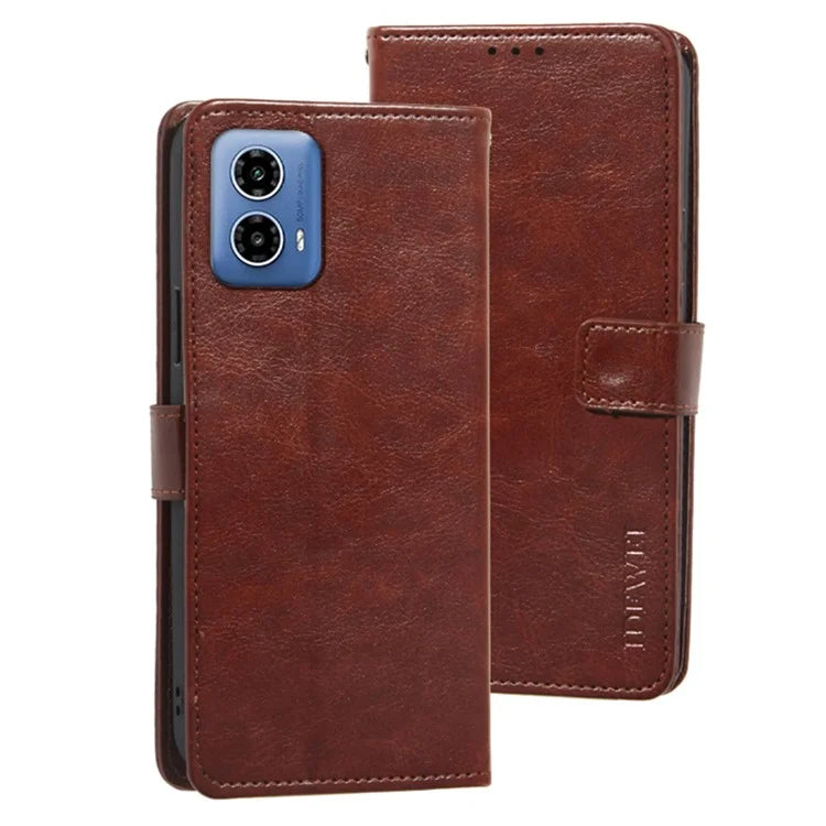 IDEWEI For Motorola Moto G34 5G Case PU Leather Stand Drop Protection Phone Cover Wallet