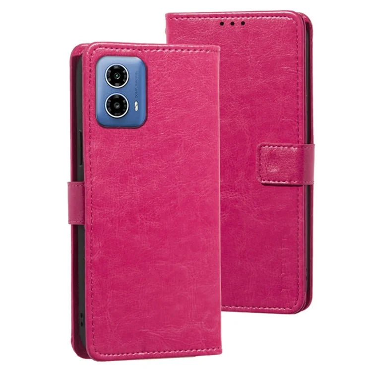 IDEWEI For Motorola Moto G34 5G Case PU Leather Stand Drop Protection Phone Cover Wallet