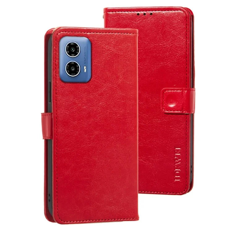 IDEWEI For Motorola Moto G34 5G Case PU Leather Stand Drop Protection Phone Cover Wallet