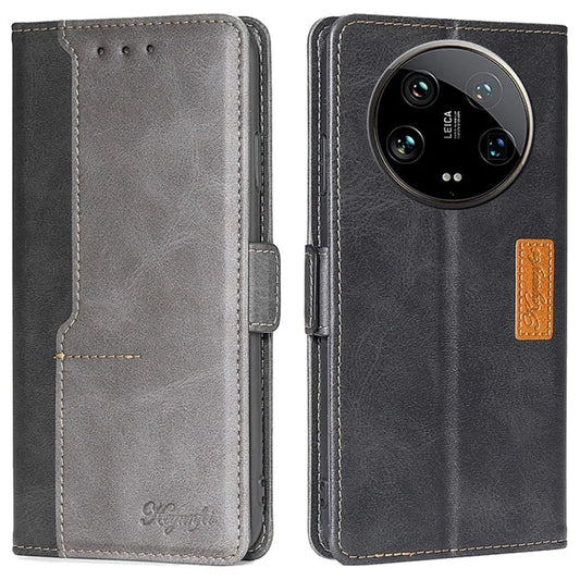 For Xiaomi 14 Ultra Case Dual Color Splicing Leather Flip Wallet Phone Cover
