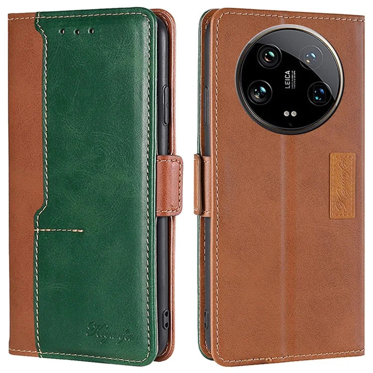 For Xiaomi 14 Ultra Case Dual Color Splicing Leather Flip Wallet Phone Cover