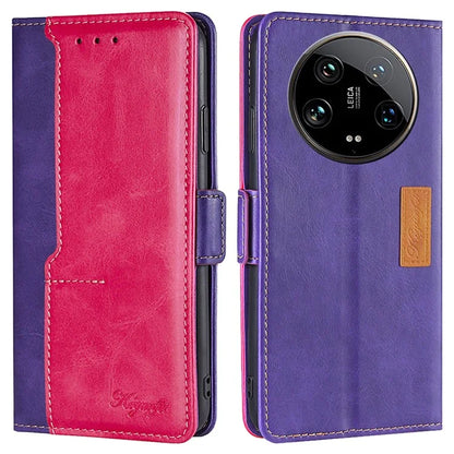 For Xiaomi 14 Ultra Case Dual Color Splicing Leather Flip Wallet Phone Cover