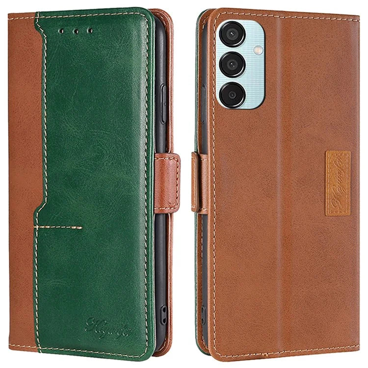 For Samsung Galaxy M15 5G Wholesale Phone Cover Splicing Color Leather Flip Stand Wallet Phone Cover