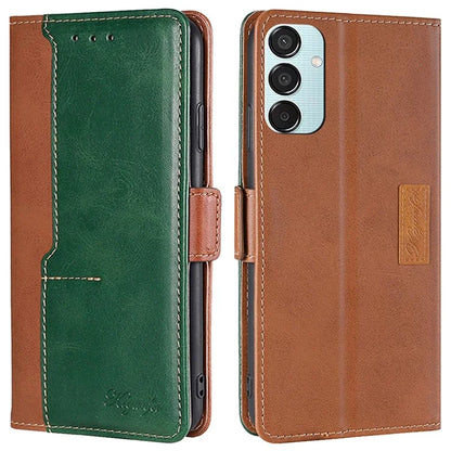 For Samsung Galaxy M15 5G Wholesale Phone Cover Splicing Color Leather Flip Stand Wallet Phone Cover