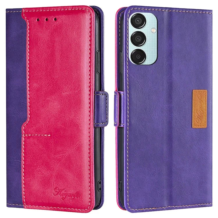 For Samsung Galaxy M15 5G Wholesale Phone Cover Splicing Color Leather Flip Stand Wallet Phone Cover