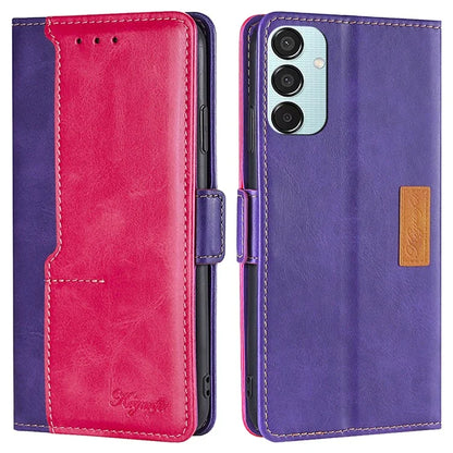 For Samsung Galaxy M15 5G Wholesale Phone Cover Splicing Color Leather Flip Stand Wallet Phone Cover