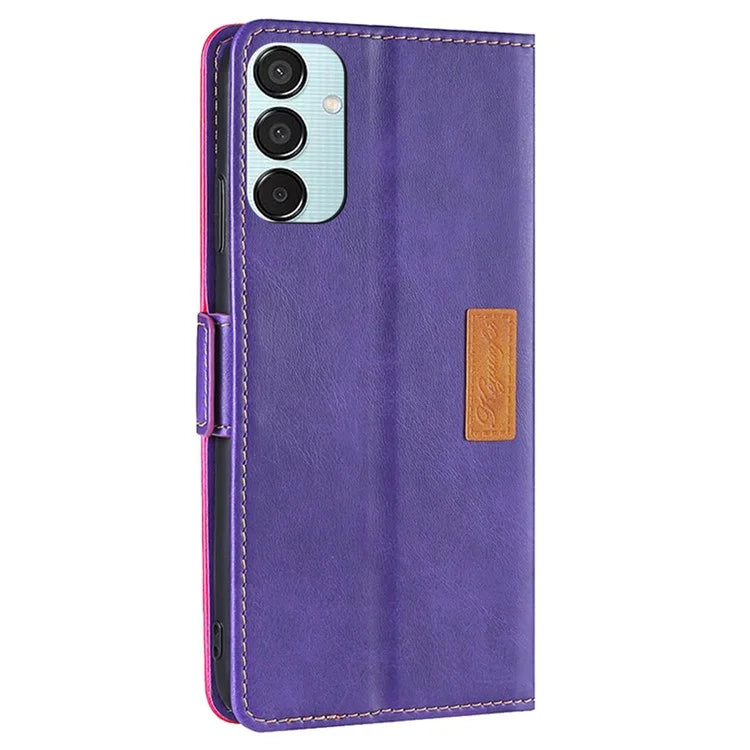 For Samsung Galaxy M15 5G Wholesale Phone Cover Splicing Color Leather Flip Stand Wallet Phone Cover