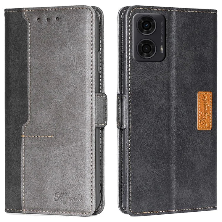 For Motorola Moto E14 4G / G04 4G / G04s 4G / G24 4G Case Dual Color Splicing Leather Flip Wallet Phone Cover