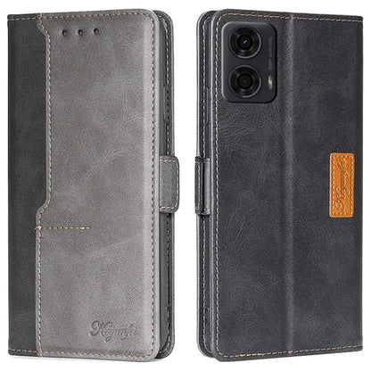 For Motorola Moto E14 4G / G04 4G / G04s 4G / G24 4G Case Dual Color Splicing Leather Flip Wallet Phone Cover