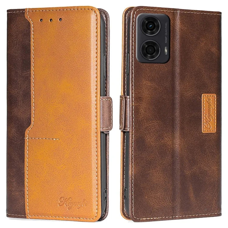 For Motorola Moto E14 4G / G04 4G / G04s 4G / G24 4G Case Dual Color Splicing Leather Flip Wallet Phone Cover