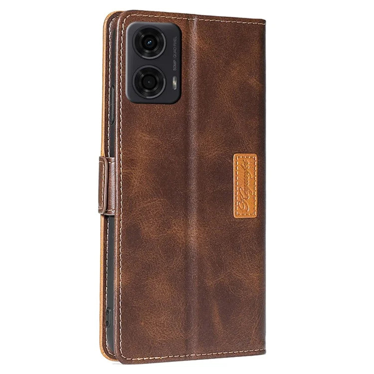 For Motorola Moto E14 4G / G04 4G / G04s 4G / G24 4G Case Dual Color Splicing Leather Flip Wallet Phone Cover