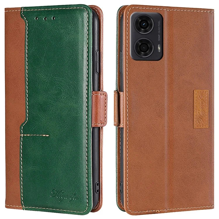 For Motorola Moto E14 4G / G04 4G / G04s 4G / G24 4G Case Dual Color Splicing Leather Flip Wallet Phone Cover