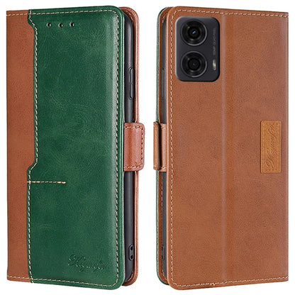 For Motorola Moto E14 4G / G04 4G / G04s 4G / G24 4G Case Dual Color Splicing Leather Flip Wallet Phone Cover