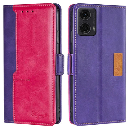 For Motorola Moto E14 4G / G04 4G / G04s 4G / G24 4G Case Dual Color Splicing Leather Flip Wallet Phone Cover