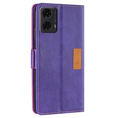 For Motorola Moto E14 4G / G04 4G / G04s 4G / G24 4G Case Dual Color Splicing Leather Flip Wallet Phone Cover
