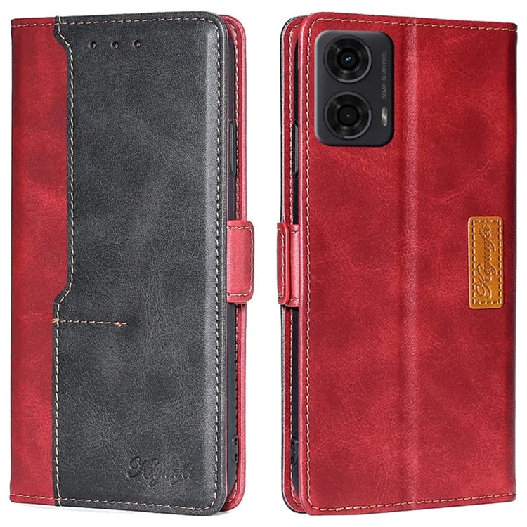 For Motorola Moto E14 4G / G04 4G / G04s 4G / G24 4G Case Dual Color Splicing Leather Flip Wallet Phone Cover