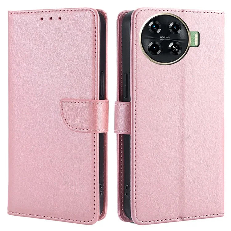 Leather Case for TECNO Spark 20 Pro+ Phone Shell Calf Texture Magnetic Wallet Cover
