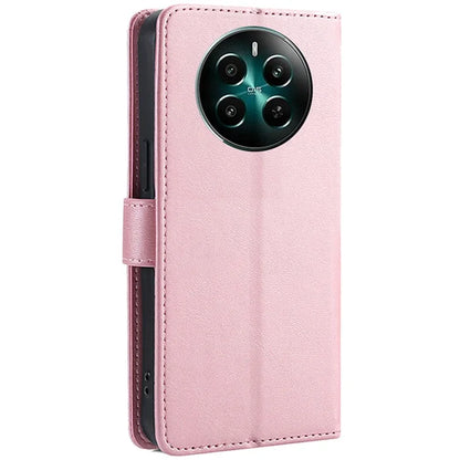 For Realme 12+ 5G Case Calf Texture Shockproof Leather Cover with Card Holder