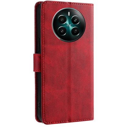 For Realme 12+ 5G Case Calf Texture Shockproof Leather Cover with Card Holder