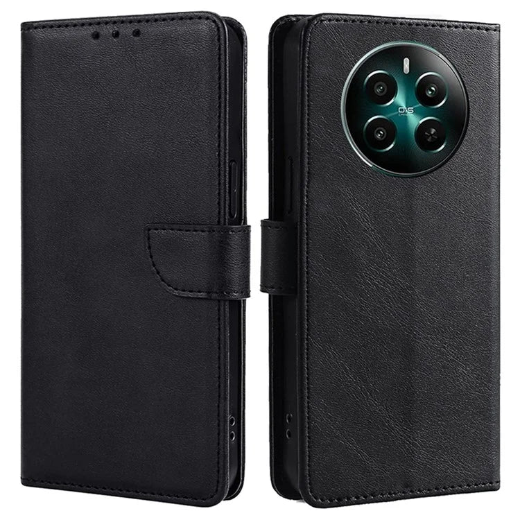 For Realme 12+ 5G Case Calf Texture Shockproof Leather Cover with Card Holder