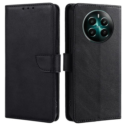 For Realme 12+ 5G Case Calf Texture Shockproof Leather Cover with Card Holder