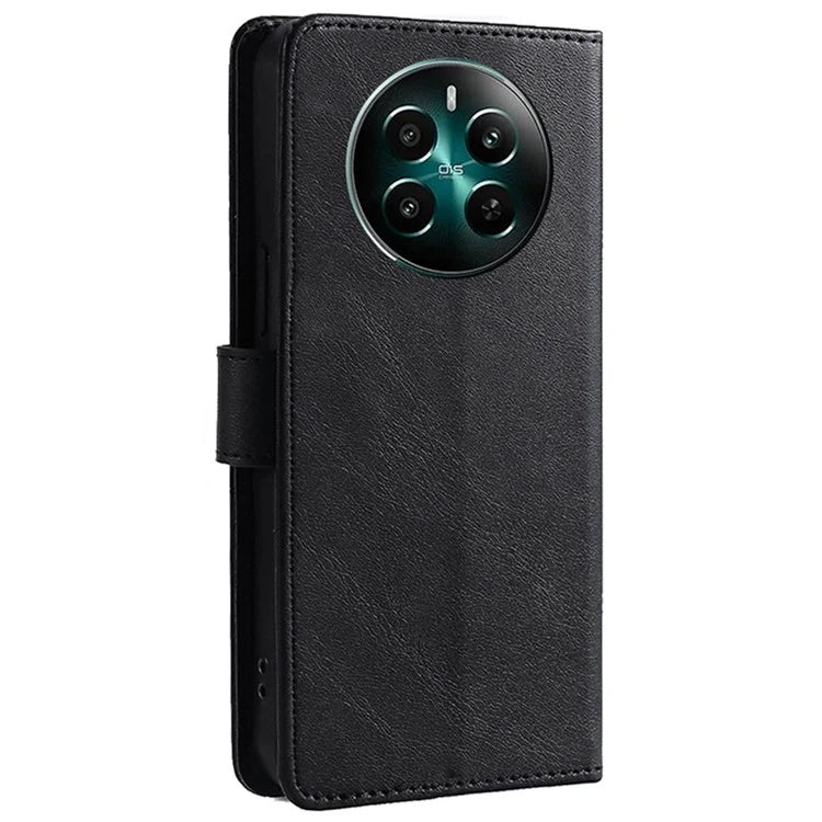 For Realme 12+ 5G Case Calf Texture Shockproof Leather Cover with Card Holder
