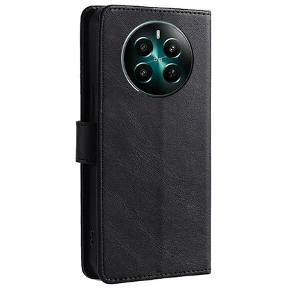 For Realme 12+ 5G Case Calf Texture Shockproof Leather Cover with Card Holder